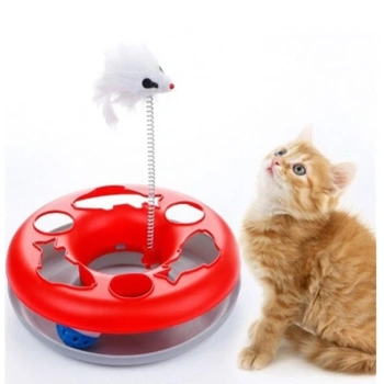 Yaylı Fareli Dönen Toplu Kedi Oyuncağı