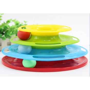 Renkli Üç Katlı 3 Toplu Çember Kedi Oyuncağı