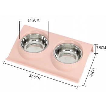 Kedi Köpek Eğimli İkili Mama ve Su Kabı 37.5x24x7.5 cm SJ-268-1