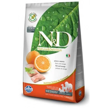 N&D Tahılsız Balıklı&Portakallı Orta Irk Yetişkin Köpek Maması 2.5 Kg