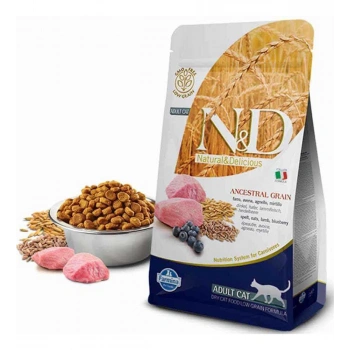 N&D Düşük Tahıllı Kuzu Etli&Yaban Mersinli Yetişkin Kedi Maması 1.5 Kg