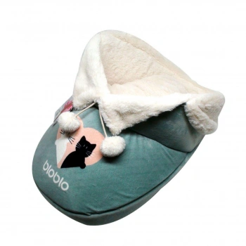 Puflu Terlik Şekilli Lüx Kedi Küçük Irk Köpek Yatağı