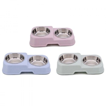 Kedi&Köpek Çelik Kaseli İkili Mama ve Su Kabı SJ-264