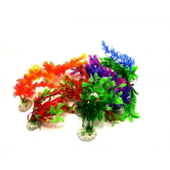Plastik Yapay Akvaryum Bitkisi 16 cm - 12 Adet