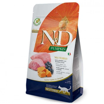 N&D Pumpkin Kuzu Etli Bal Kabaklı ve Yaban Mersinli Tahılsız Kısırlaştırılmış Kedi Maması 5 Kg