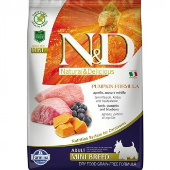N&D Pumpkin Tahılsız Bal Kabaklı Kuzu Etli Ve Yaban Mersinli Küçük Irk Yetişkin Köpek Maması 2.5 Kg