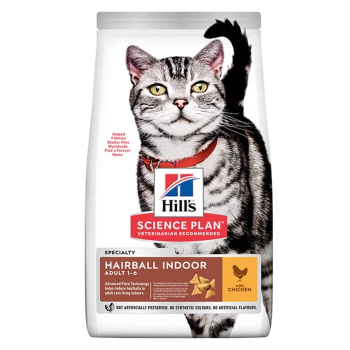 Hills Hairball İndoor Tüy Yumağı Önleyici Tavuklu Yetişkin Kedi Maması 1.5 Kg