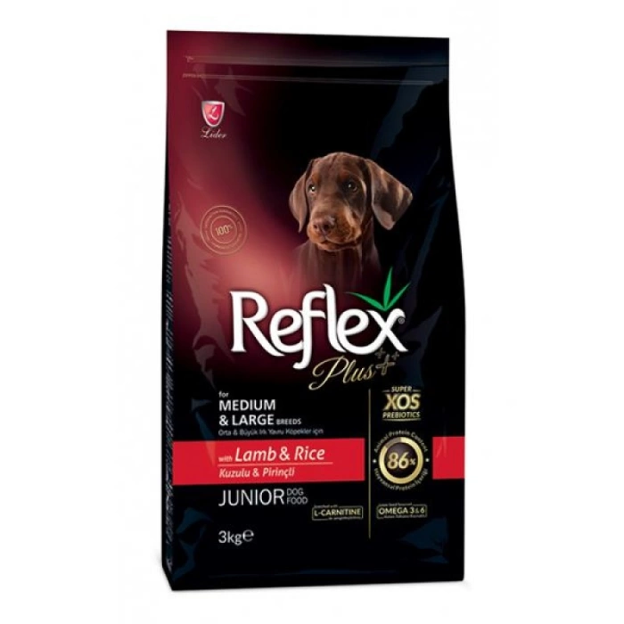 Reflex Plus Orta&Büyük Irk Yavru Köpek Maması Kuzu Etli&Pirinçli 3 Kg