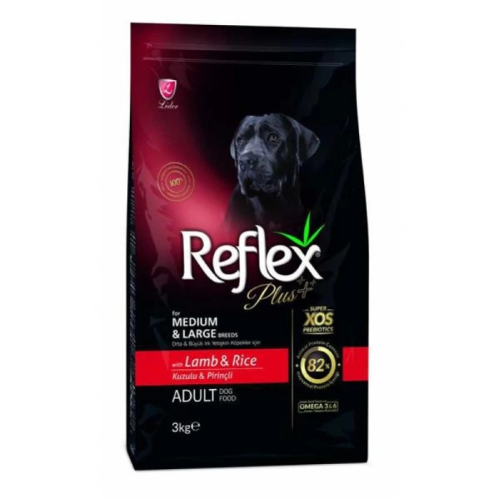 Reflex Plus Orta&Büyük Irk Yetişkin Köpek Maması Kuzu Etli&Pirinçli 3 Kg