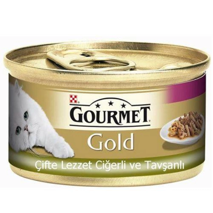Gourmet Gold Çifte Lezzet Parça Etli Ciğer ve Tavşanlı Kedi Konservesi 85 Gr.