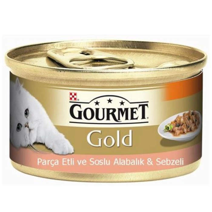 Gourmet Gold Parça Etli Soslu Alabalık Sebzeli Kedi Konservesi 85 Gr.