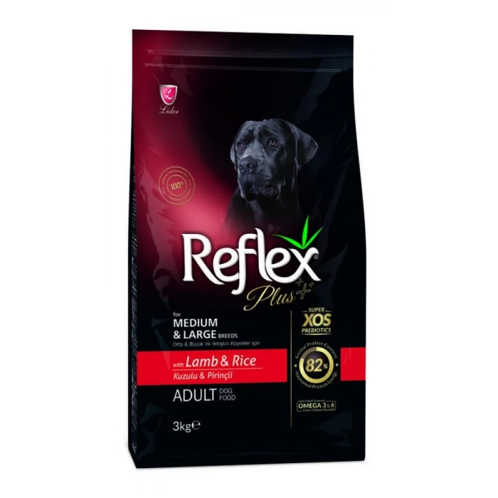 Reflex Plus Orta ve Büyük Irk Kuzu Etli Yetişkin Köpek Maması 3 Kg