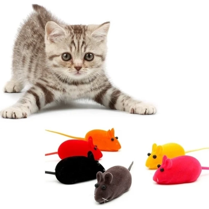Renkli Süet Sevimli Fare Kedi Oyuncağı 6 cm