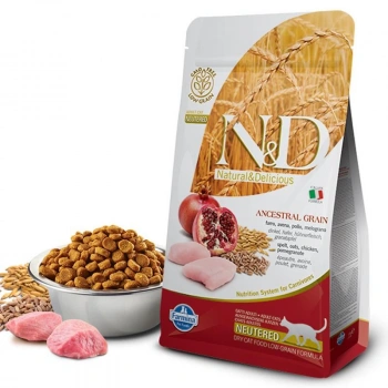 N&D Düşük Tahıllı Kısırlaştırılmış Tavuklu Yetişkin Kedi Maması 1.5 Kg