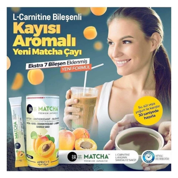 Matcha Premium Japanese L-Karnitin Siyah Kayısılı Matcha Çayı 20 x 8GR