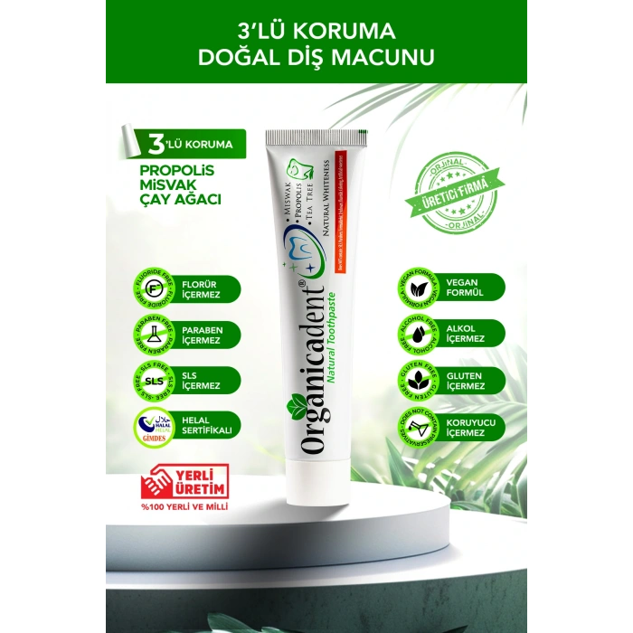 Organicadent Üçlü Koruma Doğal Diş Macunu 75 Ml