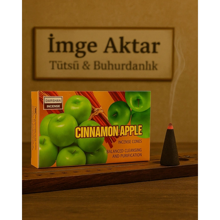 Darshan İncense Cinnamon&Apple Tarçın&Elma Konik Tütsü 10 Adet 