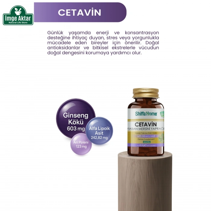 Shiffa Home Cetavin 60 Kapsül - Ginseng, Arı Sütü ve Alfa Lipoik Asit Karışımı