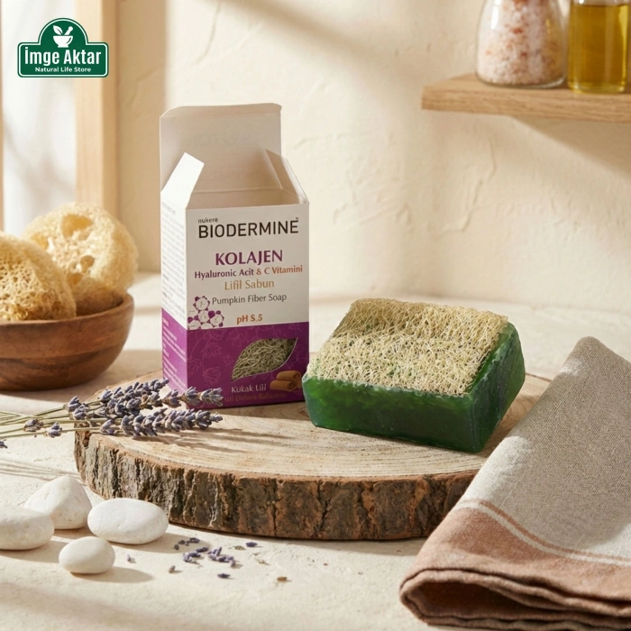 Biodermine Doğal Kabak Lifli Sabun - Kolajen, Hyaluronic Acid ve C Vitamini (130 gr)