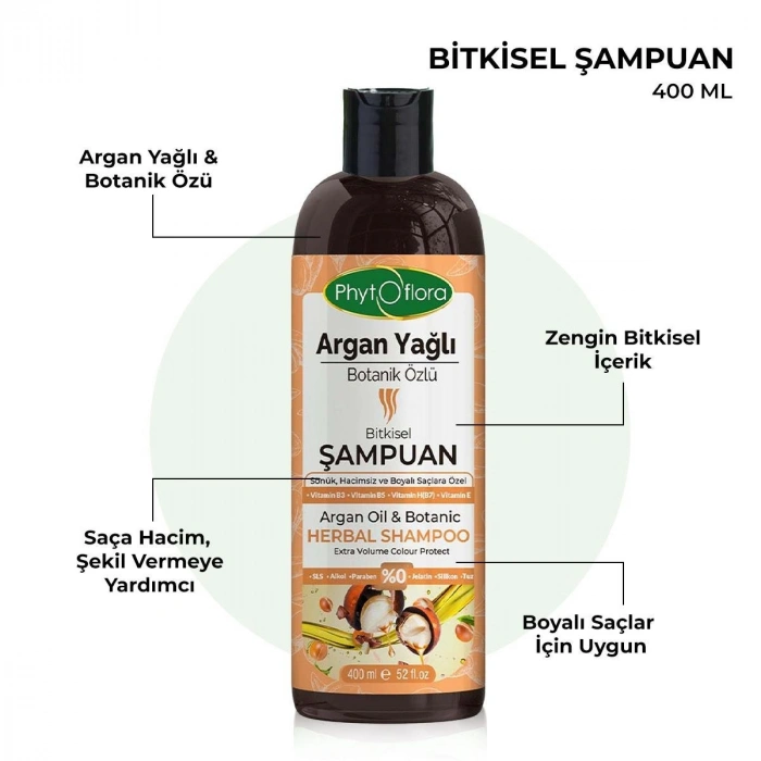 Phytoflora Argan Yağlı ve Botanik Özlü Bitkisel Şampuan 400 Ml
