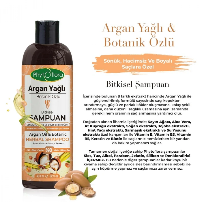Phytoflora Argan Yağlı ve Botanik Özlü Bitkisel Şampuan 400 Ml