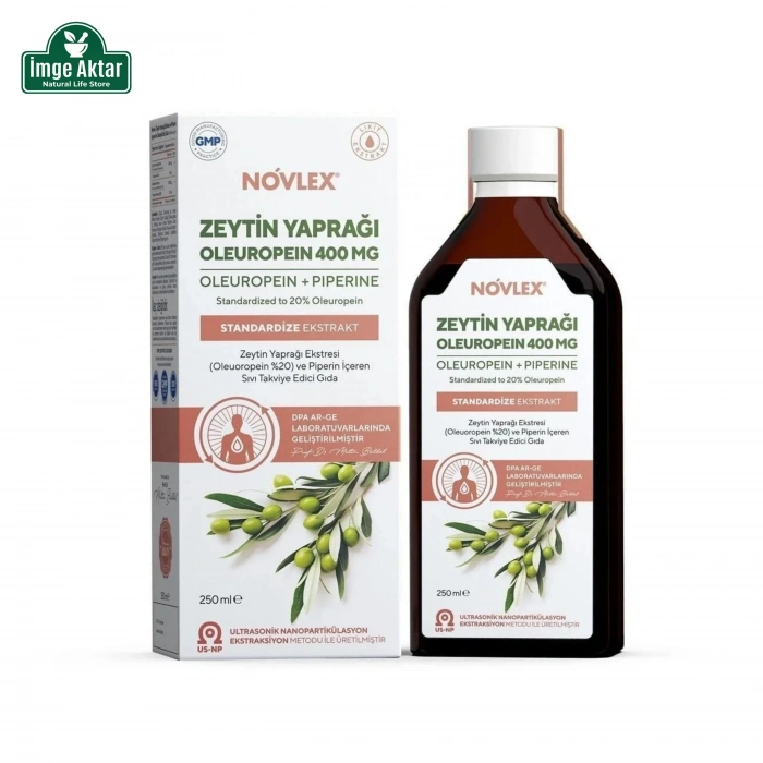 Novlex Zeytin Yaprağı (Oleuropein) ve Piperin Ekstraktı - Yüksek Emilim 250 Ml