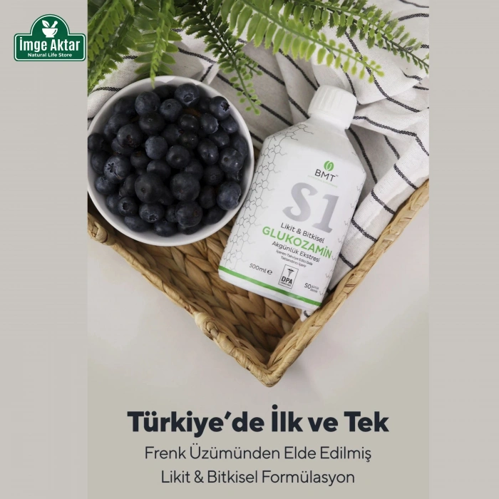 S1 Bitkisel Glukozamin ve Akgünlük Ekstresi - 50 Günlük Vegan Sıvı Takviye 500 Ml