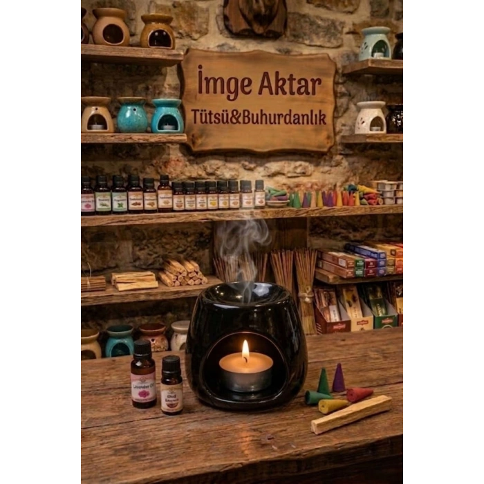 Siyah | Seramik El Yapımı Buhurdanlık | Mumluk | Dekoratif Buhardanlık