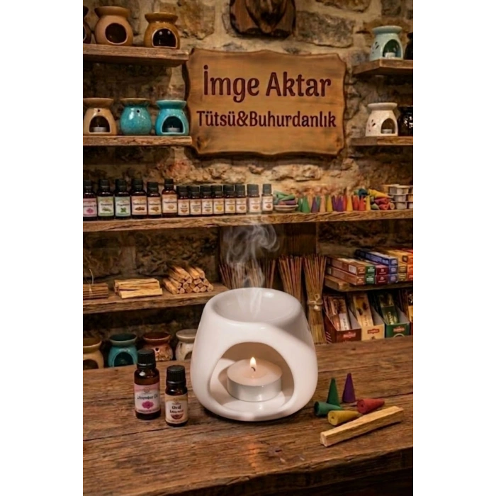 Beyaz | Seramik El Yapımı Buhurdanlık | Mumluk | Dekoratif Buhardanlık