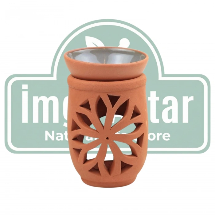 El Yapımı Lotus Desenli Toprak Buhurdanlık Mumluk Dekoratif