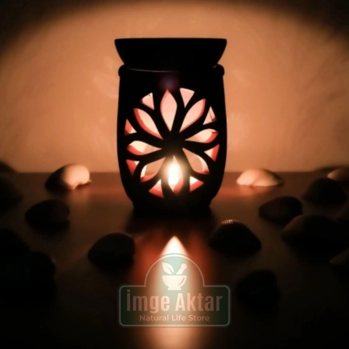 El Yapımı Lotus Desenli Toprak Buhurdanlık Mumluk Dekoratif