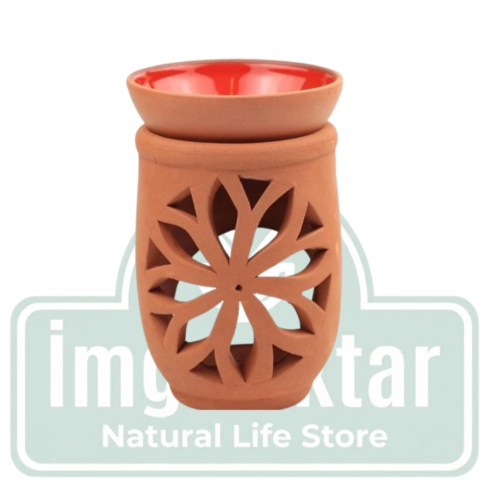 El Yapımı Lotus Desenli Toprak Buhurdanlık Mumluk Dekoratif