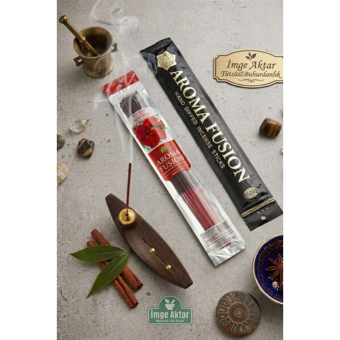 Darshan Aroma Fusion Kırmızı Gül (Red Rose) El Yapımı 15 Adet Çubuk Tütsü 28 cm