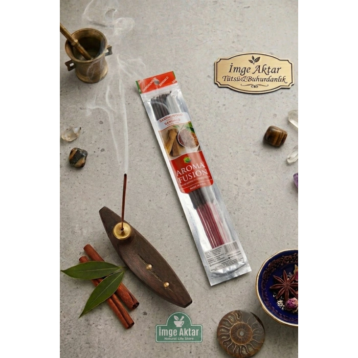 Darshan Aroma Fusion Sandal Ağacı (Sandalwood) El Yapımı 15 Adet Çubuk Tütsü 28 cm