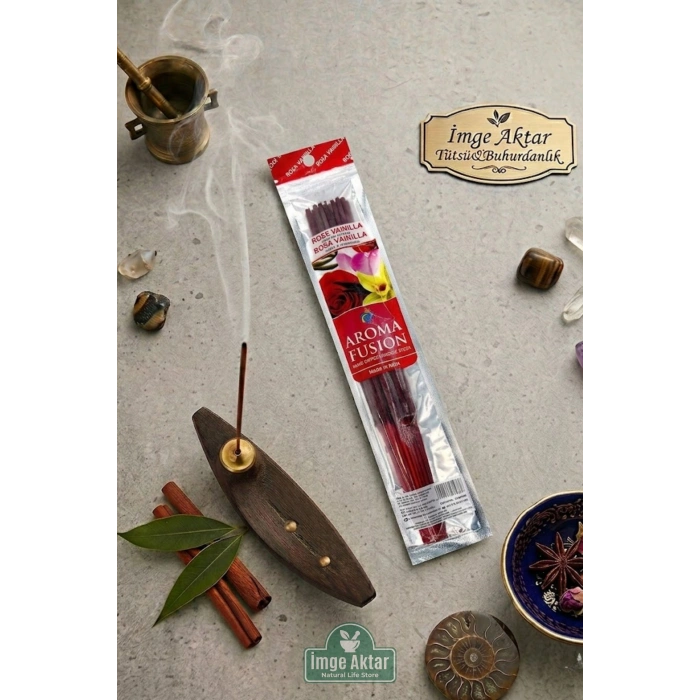 Darshan Aroma Fusion Gül Vanilya (Rose Vanilla) El Yapımı 15 Adet Çubuk Tütsü 28 cm