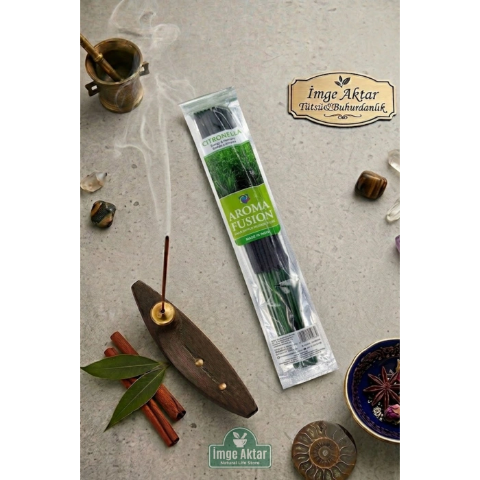 Darshan Aroma Fusion Citronella (Limon Otu) El Yapımı 15 Adet Çubuk Tütsü 28 cm