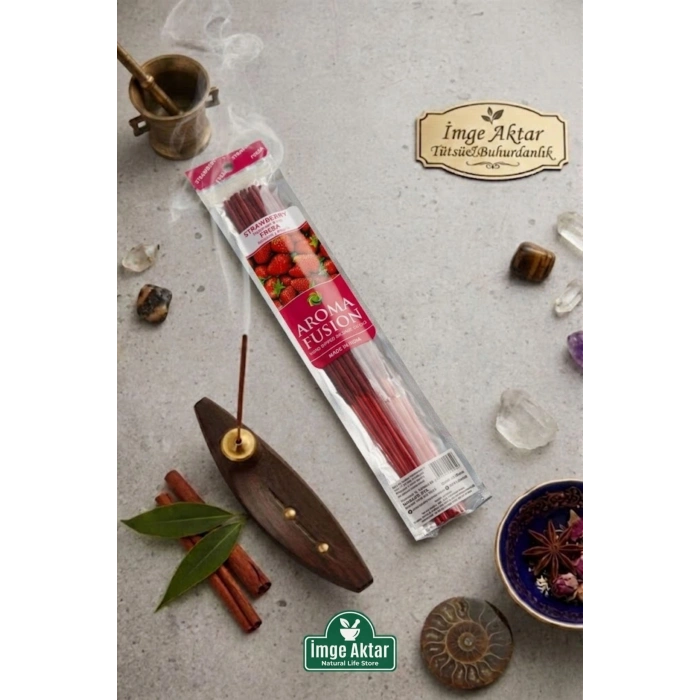 Darshan Aroma Fusion Çilek (Strawberry) El Yapımı 15 Adet Çubuk Tütsü 28 cm