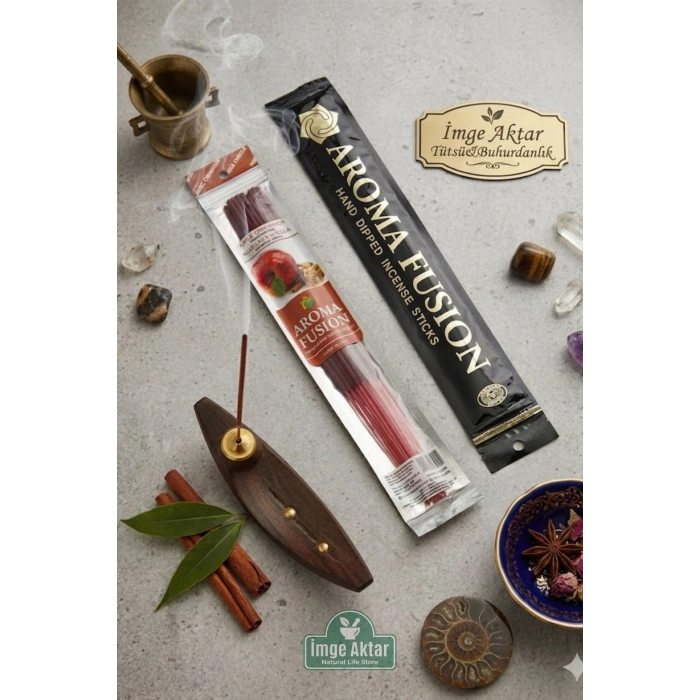 Darshan Aroma Fusion Elma Tarçın (Apple Cinnamon) El Yapımı 15 Adet Çubuk Tütsü 28 cm