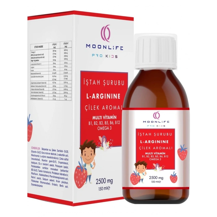 L-Arginine Multi Vitamin İştah Şurubu (Çilek Aromalı ) Lipozomal 150 Ml