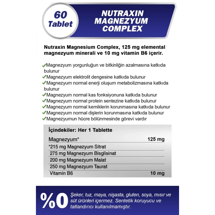 Nutraxin Magnezyum Complex 60 Tablet