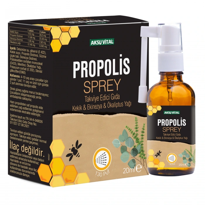 Aksu Vital Propolisli Boğaz Spreyi 20 ml - Kekik, Ekinezya, Okaliptus İlaveli