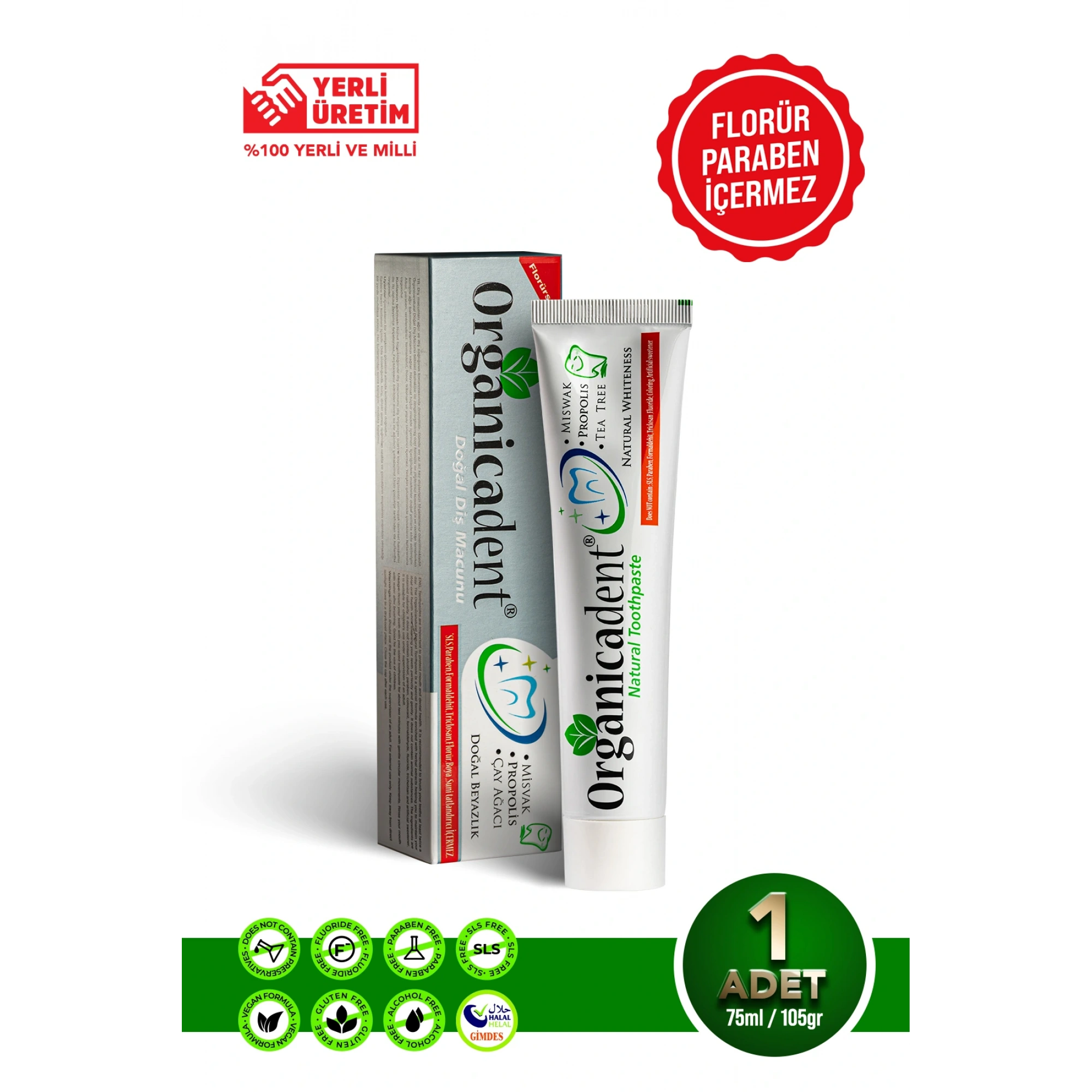 Organicadent Üçlü Koruma Doğal Diş Macunu 75 Ml