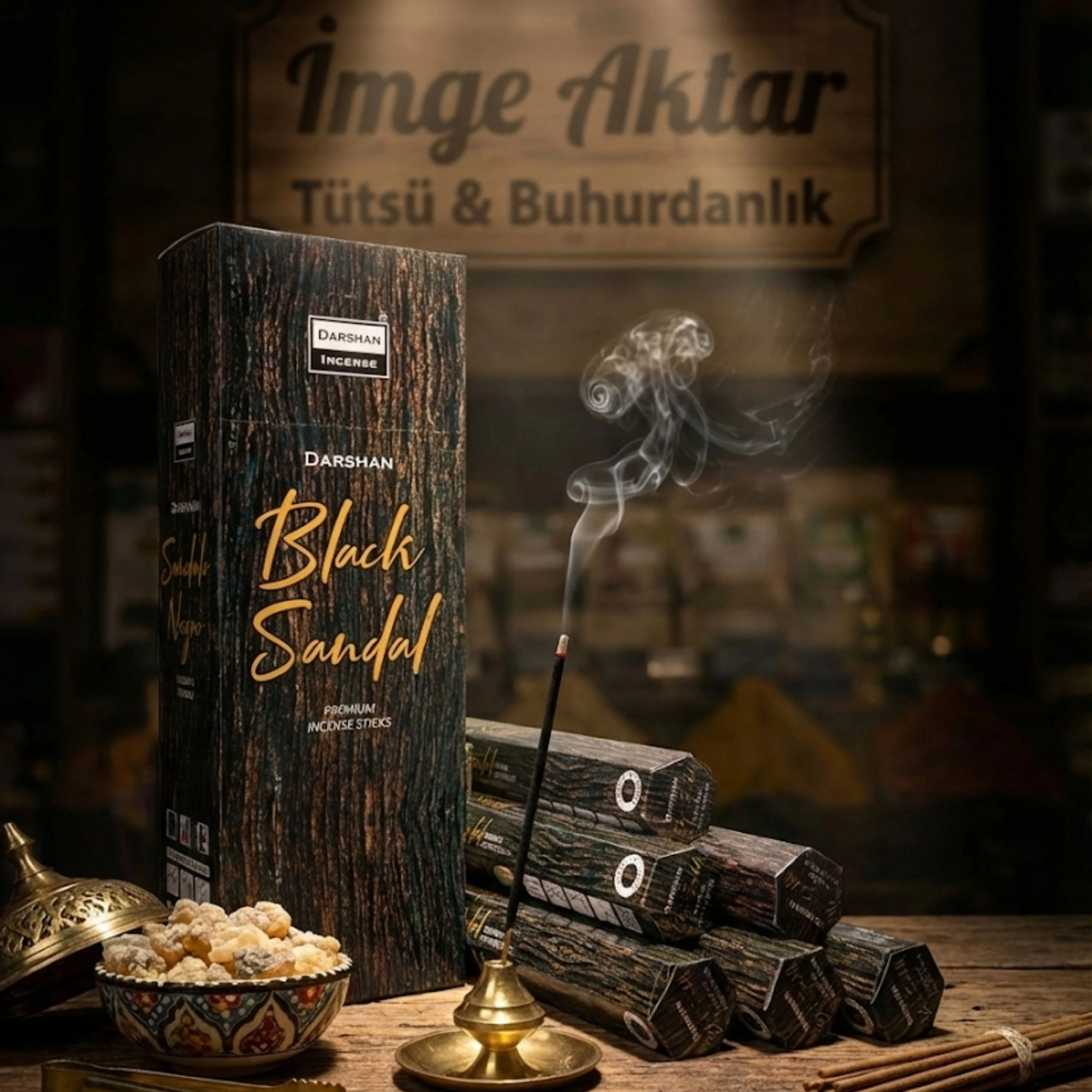 Darshan Black Sandal (Siyah Sandal) Çubuk Tütsü (20li Paket) - Yoğun ve Derin