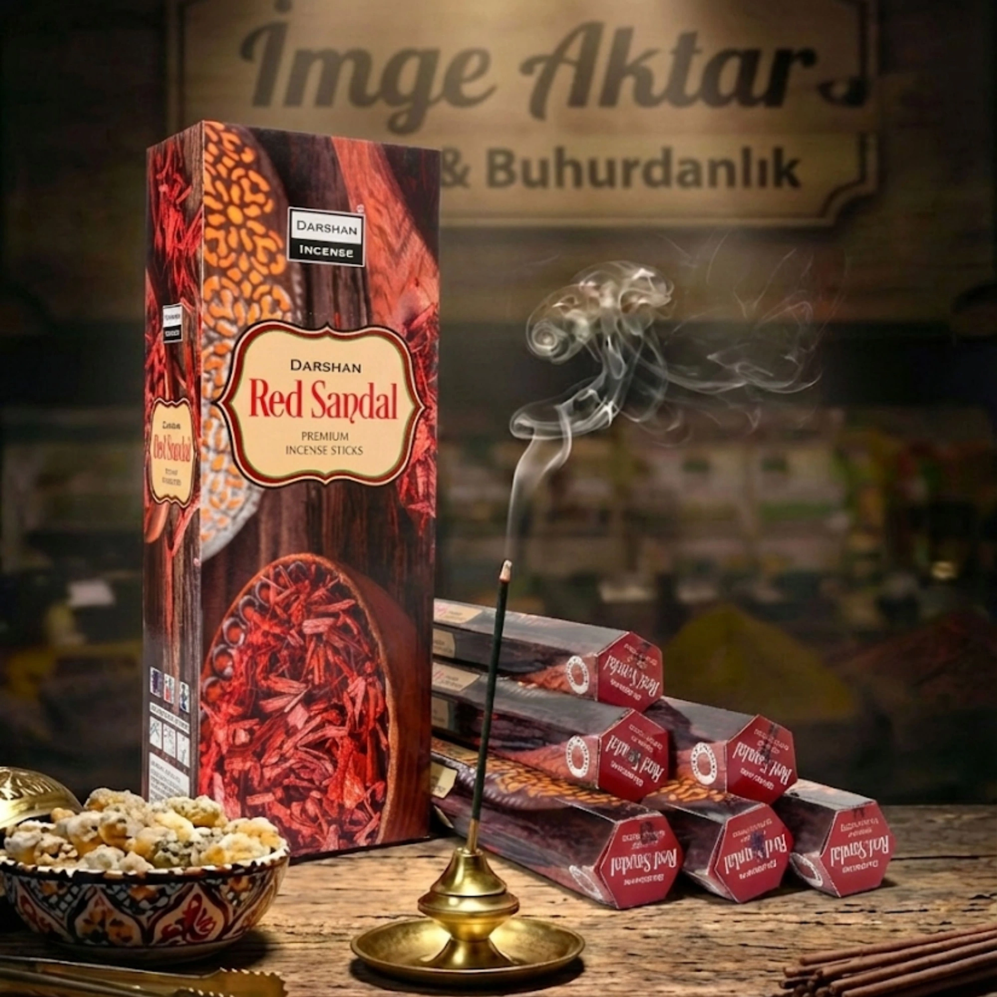 Darshan Red Sandal (Kırmızı Sandal) Çubuk Tütsü (20li Paket) - Sıcak ve Baharatlı