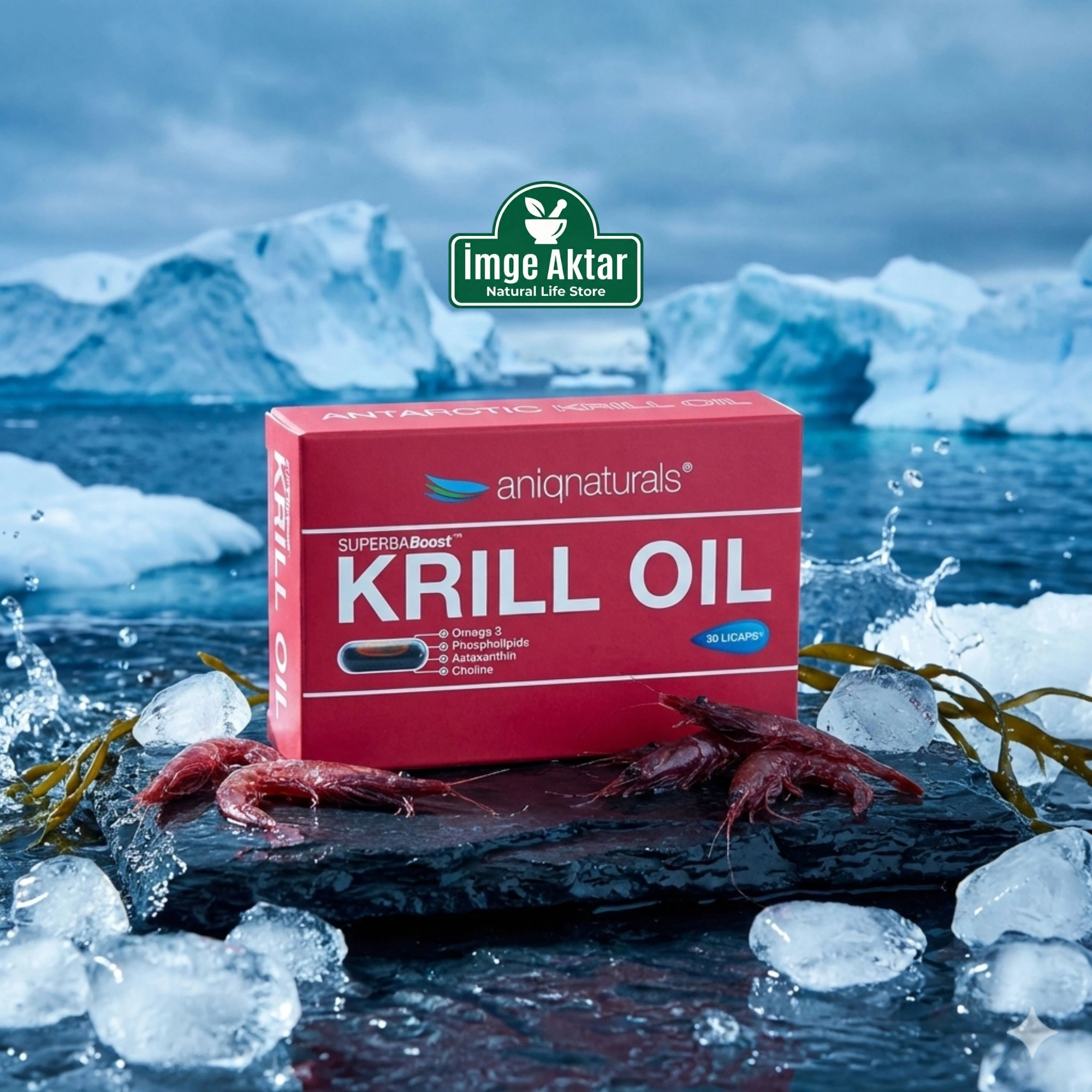 Aniqnaturals Superba Boost Krill Oil 30 Licaps - Yüksek Fosfolipit İçeren Omega 3