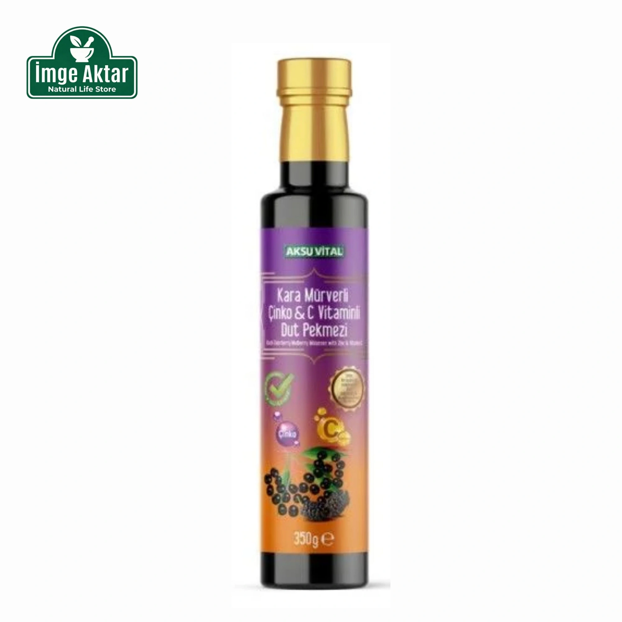Aksu Vital Kara Mürverli Çinko C Vitaminli Dut Pekmezi 350g