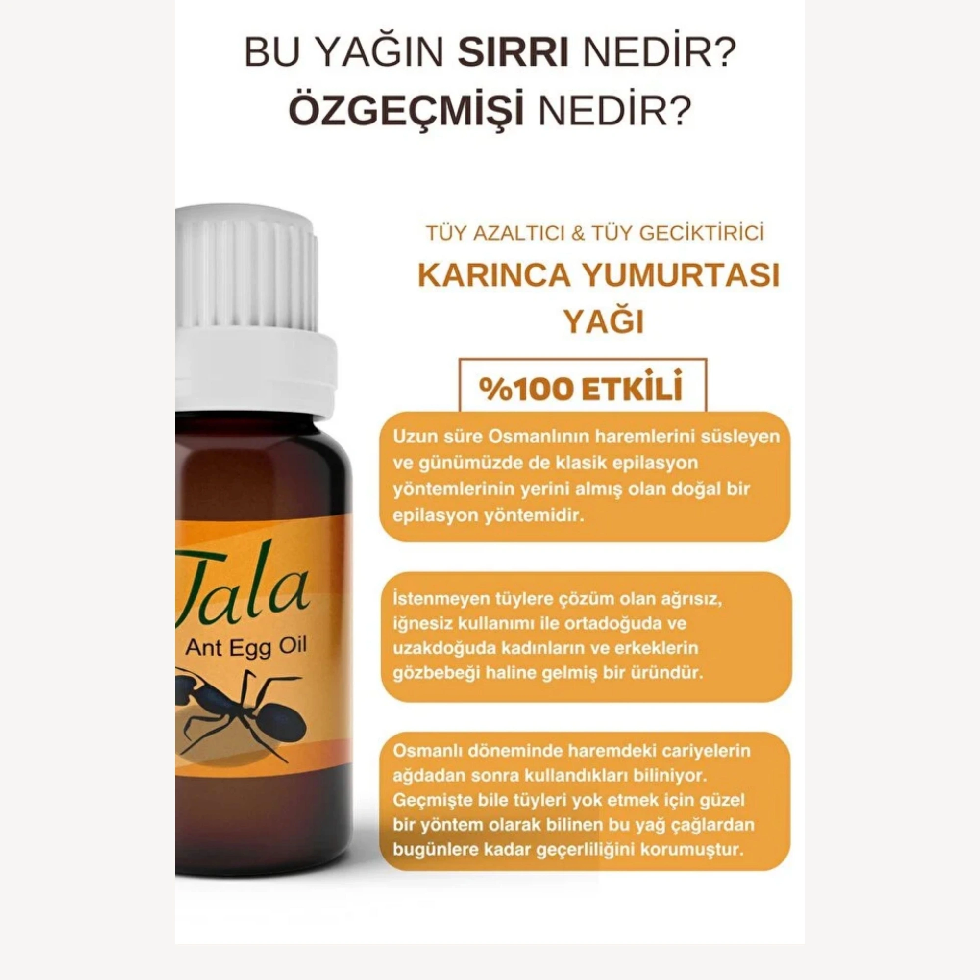 Tala Karınca Yumurtası Yağı Tüy Azaltıcı Tüy İnceltici Tüy Dökücü 20 Ml