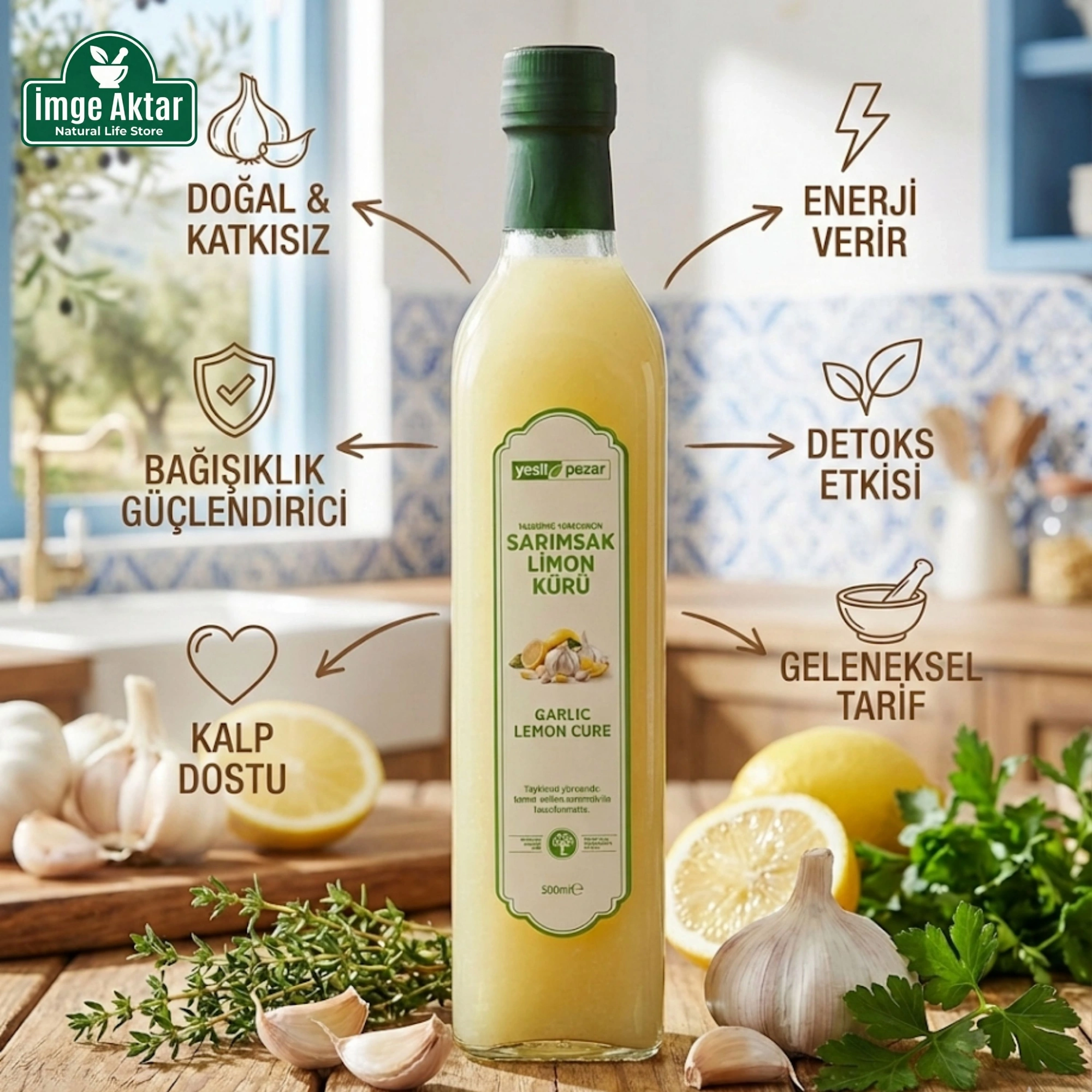 Taşköprü Sarımsak Limon Kürü 500 ml - Geleneksel Fermente Karışım