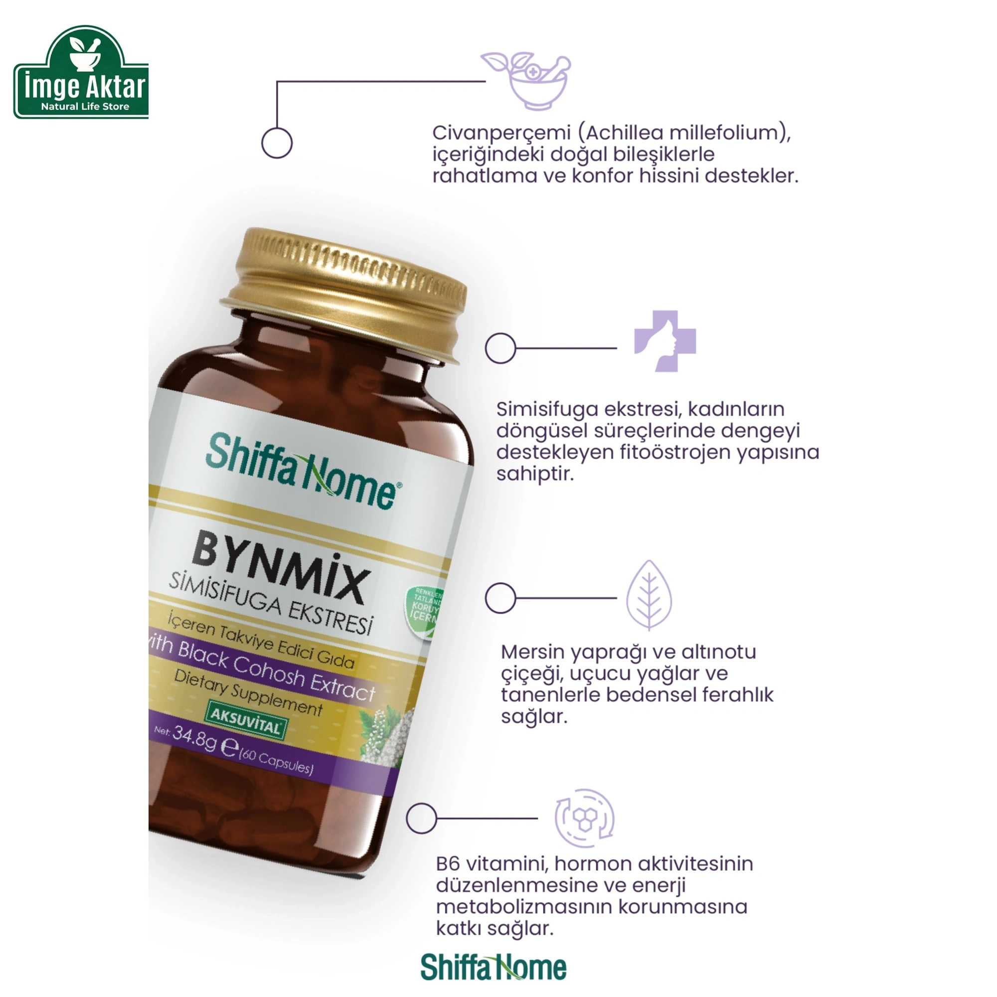 Shiffa Home Bynmix 60 Kapsül - Kadınlara Özel Bitkisel Karışım
