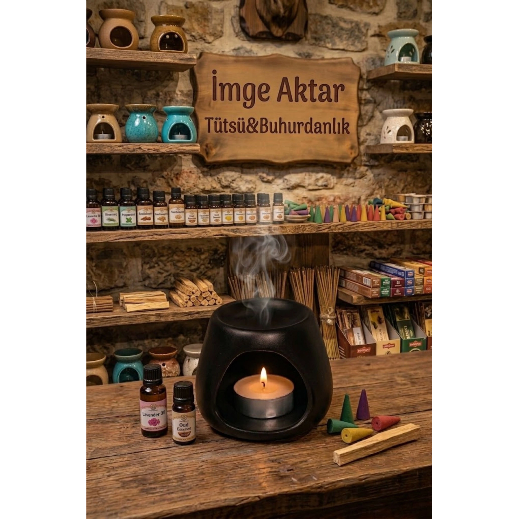 Siyah Mat | Seramik El Yapımı Buhurdanlık | Mumluk | Dekoratif Buhardanlık